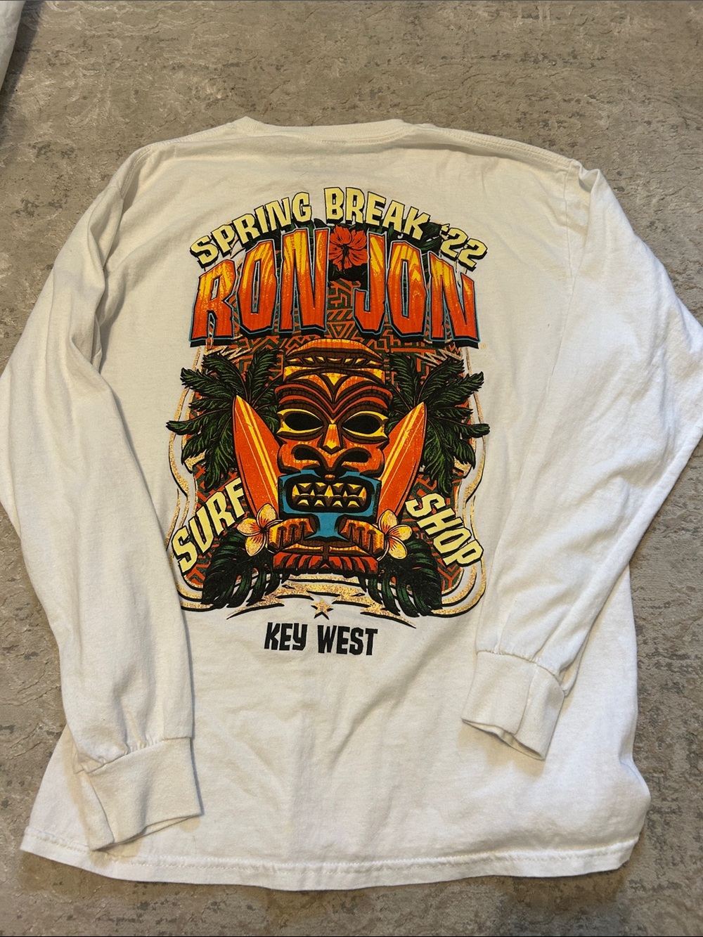 Ron Jon White Long Sleeve Tiki Orange Yellow Spring Break 22’ Key West
